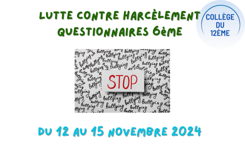 Lutte contre harcèlement – Questionnaires 6ème