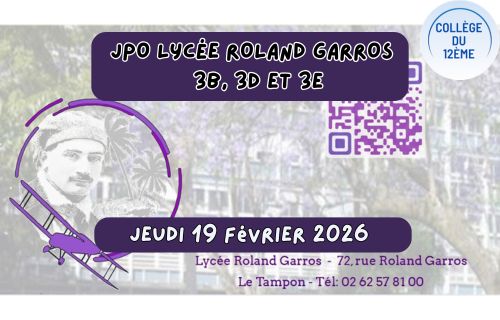 JPO lycée Roland Garros –  Jeudi 19 février 2026 Matin