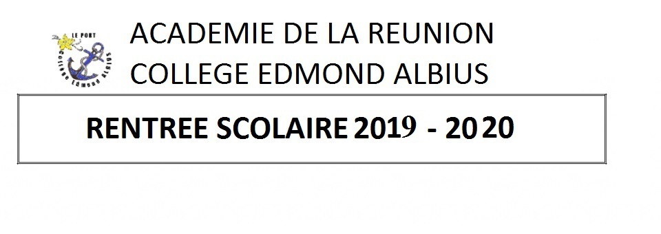 RENTRÉE SCOLAIRE 2019-2020