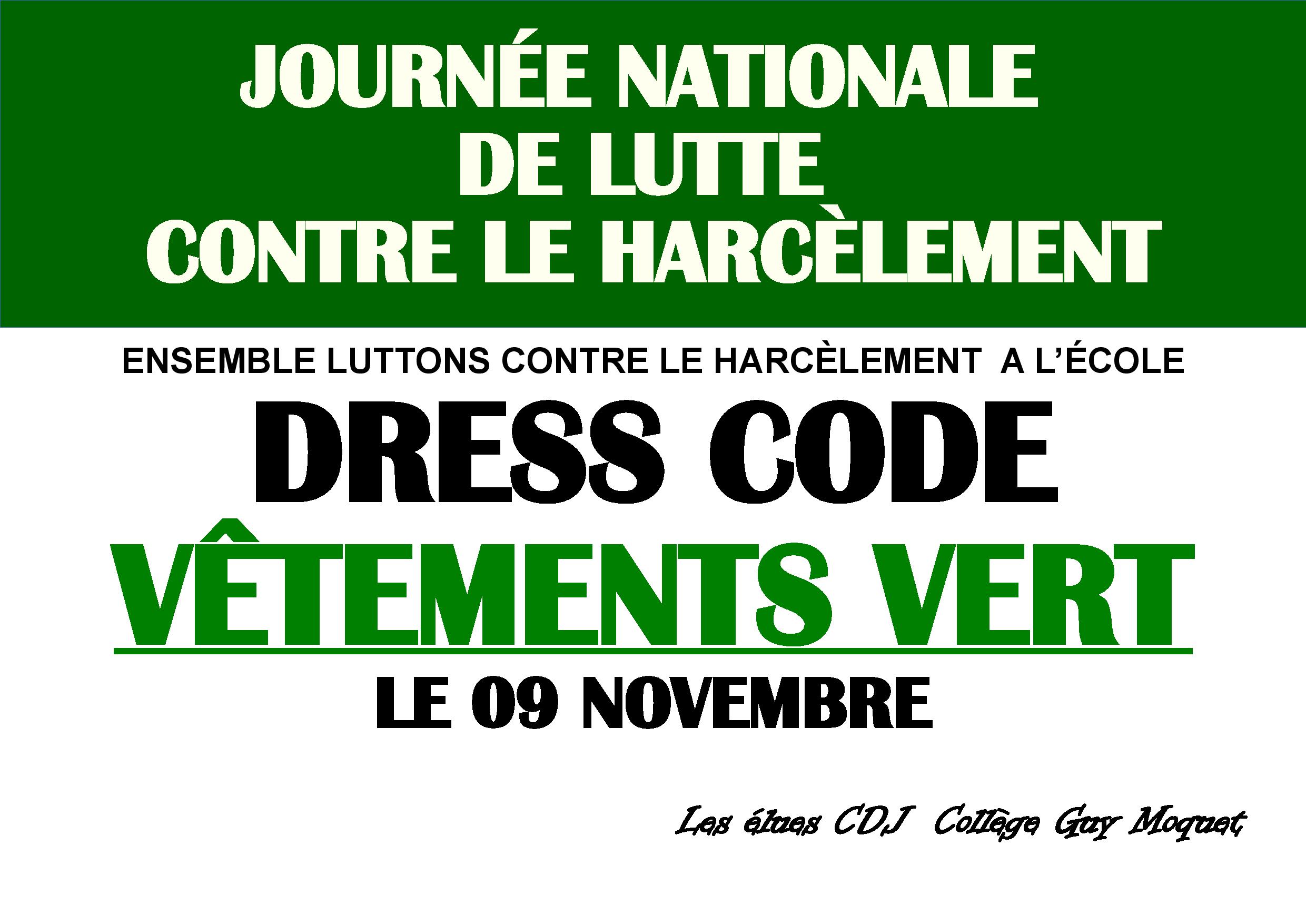 Jeudi 9 Novembre 2023 : journée nationale de lutte contre le harcèlement