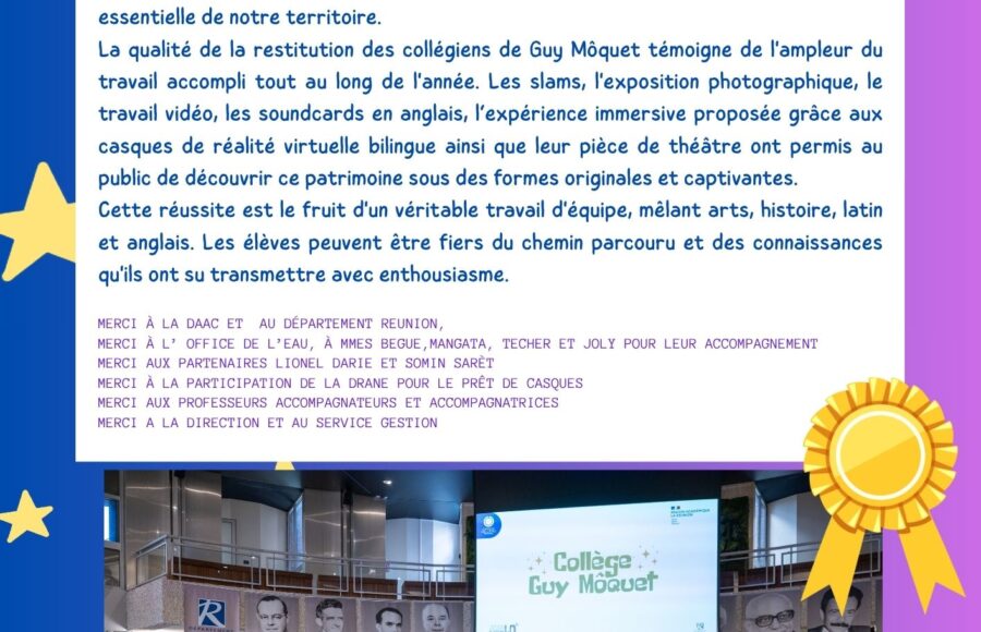 CLASSE DOLO au Palais de la Source : Un grand bravo pour cette belle aventure humaine, culturelle et citoyenne!