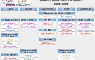 Liste des activités éducatives et sportives 2024