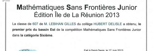 Mathématiques Sans Frontières Junior 2013 / Les Résultats