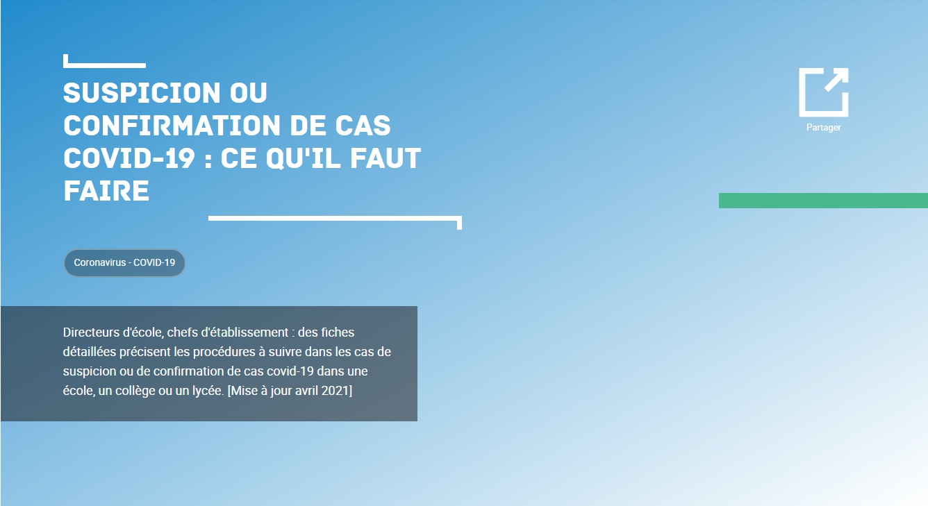 Que faire en cas de Suspicion d’un cas Covid-19 ? – Collège La Chatoire
