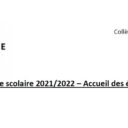 Rentrée scolaire 2021/2022