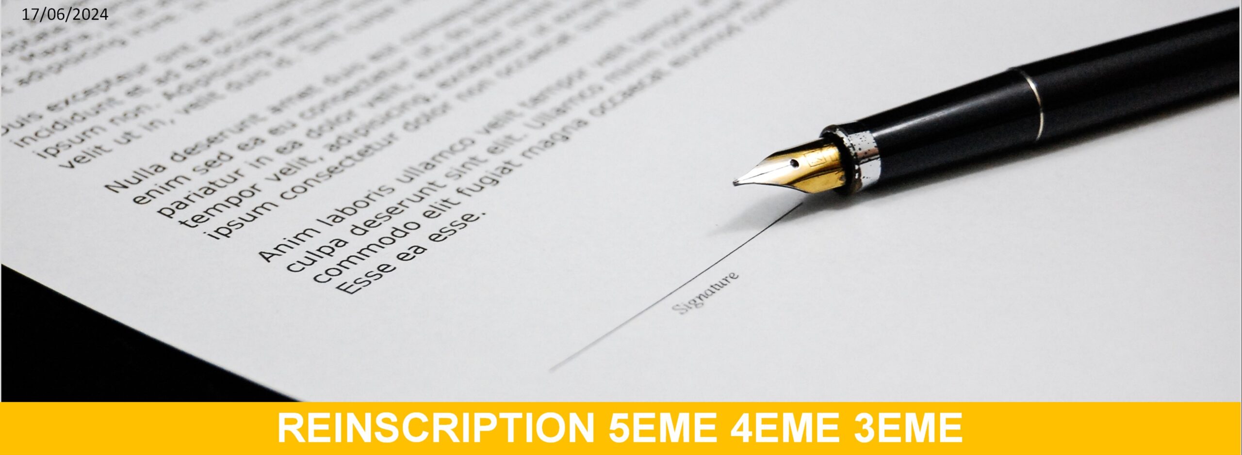 Réinscription niveau 5eme 4eme 3eme