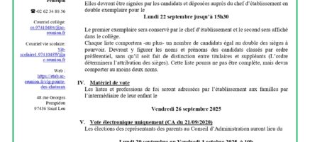 Élection des parents au Conseil d’Administration 2025-2026