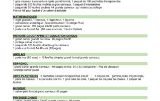 Liste des effets scolaires 3ème Prépa Métiers 2024-2025