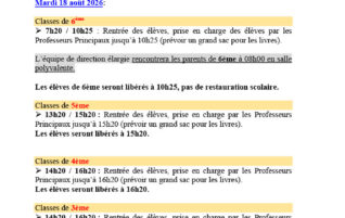 Rentrée scolaire 2026-2027