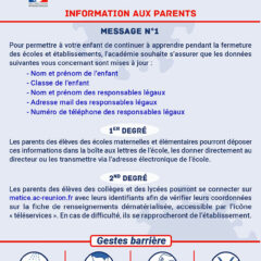 Covid19 – Infos parents : rester en contact avec l’établissement