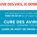 EFS LROI – EN AOÛT, JE SAUVE DES VIES, JE DONNE MON SANG ! RDV A LA CURE DES AVIRONS LE LUNDI 26 AOUT 2024