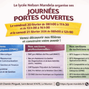Journées portes ouvertes du lycée Nelson Mandela de Saint-Benoît le 20 et 21 février 2026