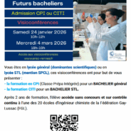 Visioconférences Ecole Nationale Supérieure de Chimie de Rennes (ENSCR) le samedi 24/01/2026 de 10h à 12h pour les lycéens