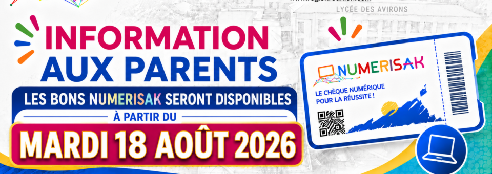 💻 Modalités de retrait des bons NUMERISAK 2026-2027