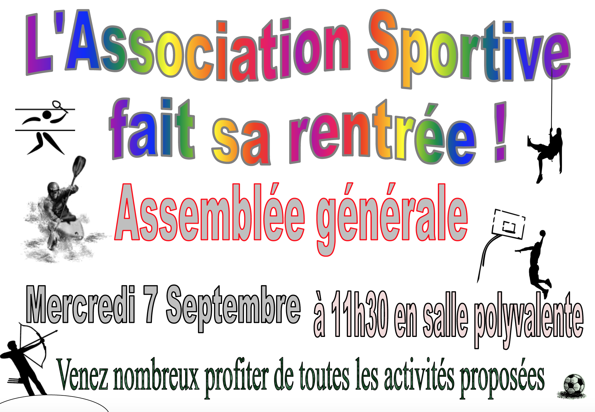 AG l’Association Sportive  du lycée  le mercredi 7 septembre 2016 11h30