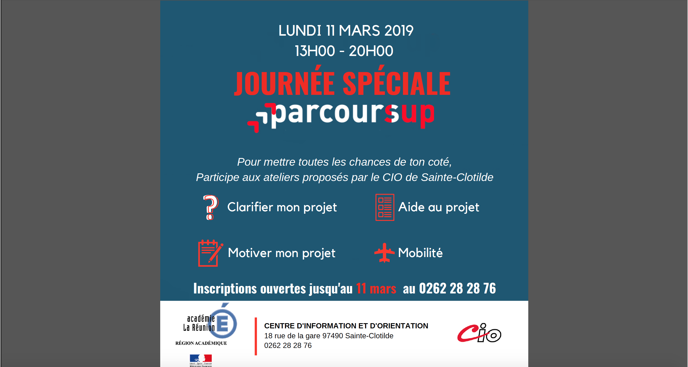 11 mars 2019 : Journée Spéciale Parcousup au CIO de Sainte Clotilde