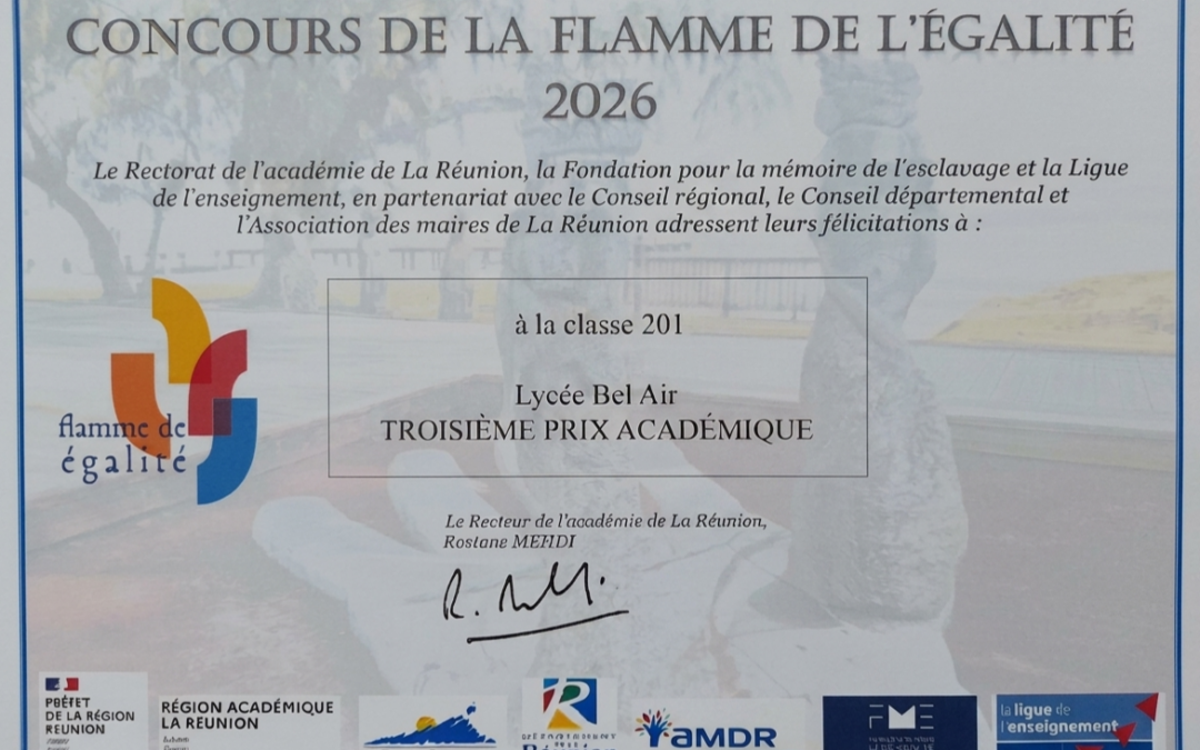 Concours « La Flamme de l’Égalité » : Notre établissement décroche la 3ème place académique !