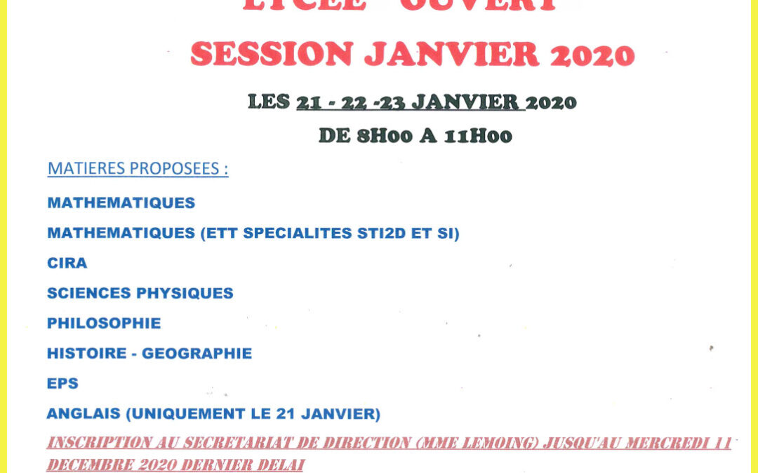 Lycée Ouvert : Vacances de Janvier