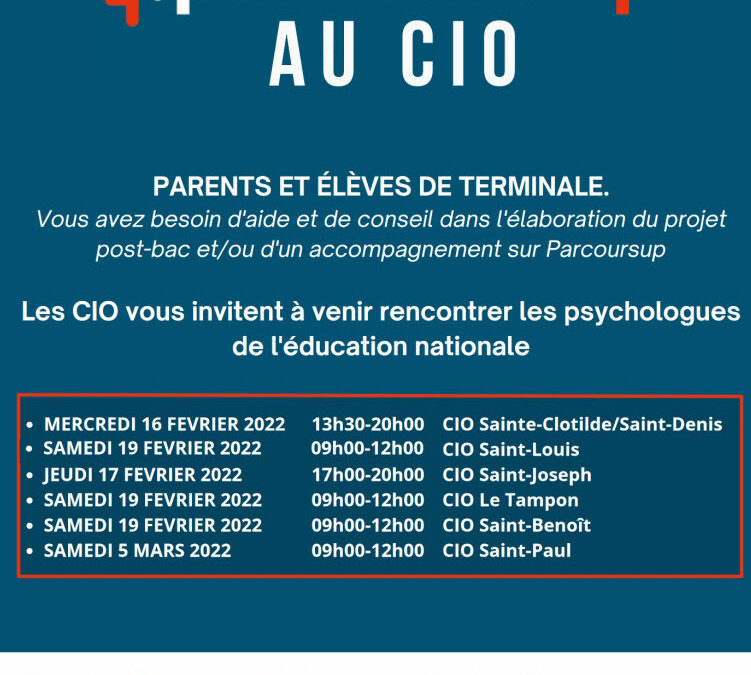 Spécial Parcoursup aux CIO – Accompagnement des parents et des élèves de terminale