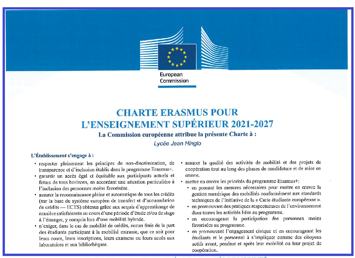 Charte Erasmus pour l’enseignement supérieur 2021-2027