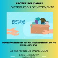 Distribution de vêtements le 25 mars 2026 par les étudiants de BTS CCST