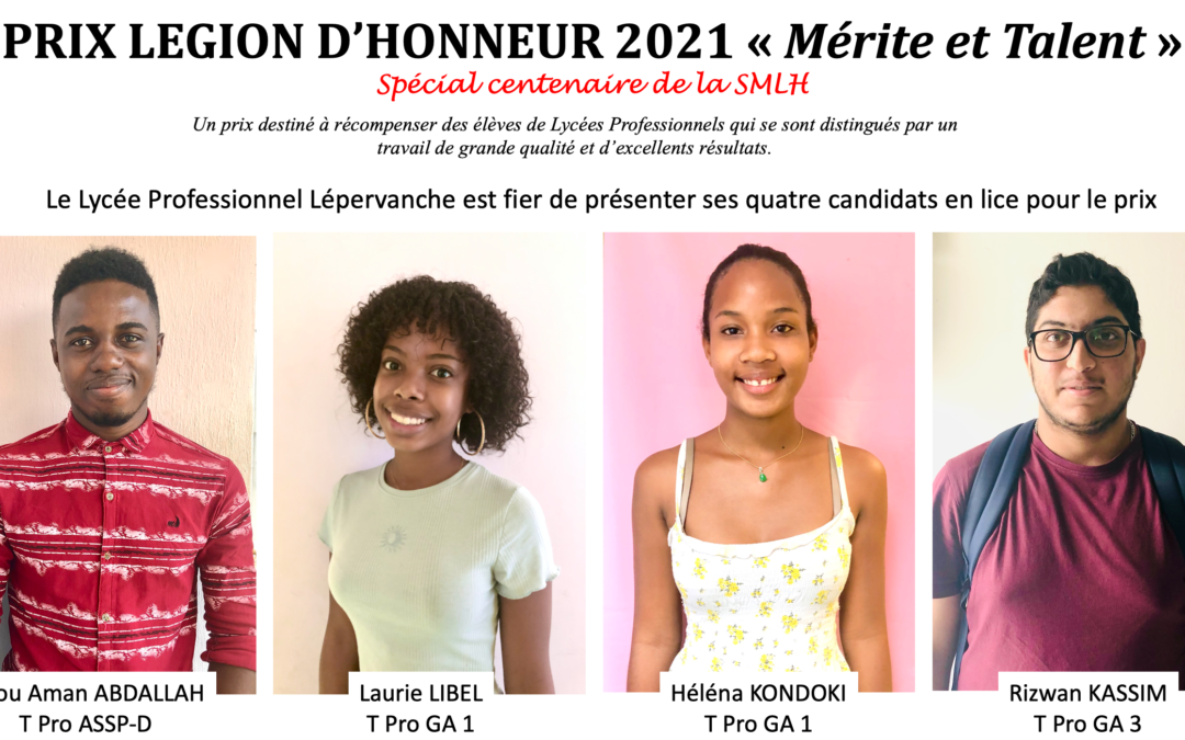 Quatre candidats au lycée Lepervanche pour le Prix Légion d’Honneur 2021 « Mérite et talent »