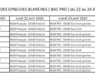 horaires bac blanc