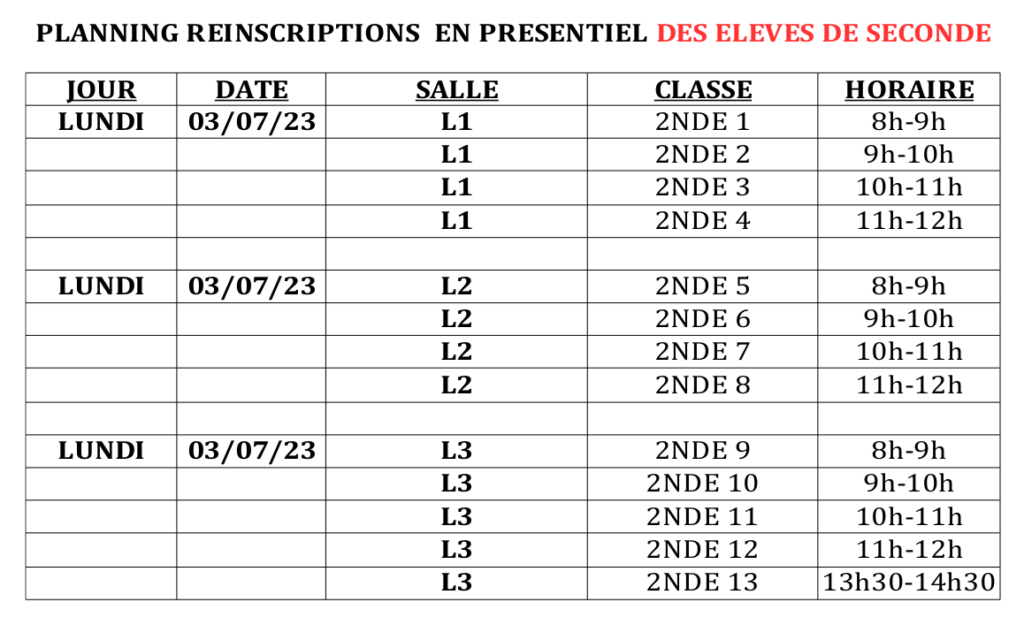 Réinscription en classe de première 2023-2024 – Lycée Roland Garros