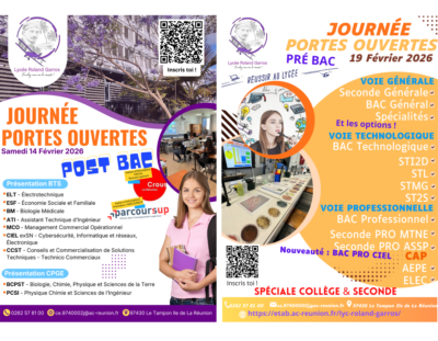 🎉 Journées Portes Ouvertes 2026 au Lycée Roland-Garros