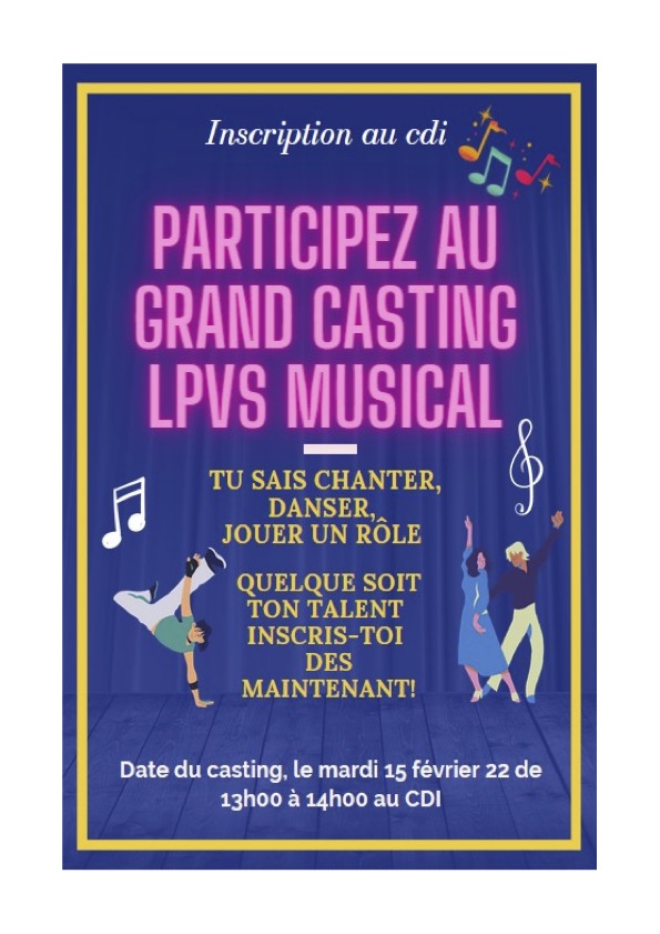 Participez au Grand Casting Musical LPVS