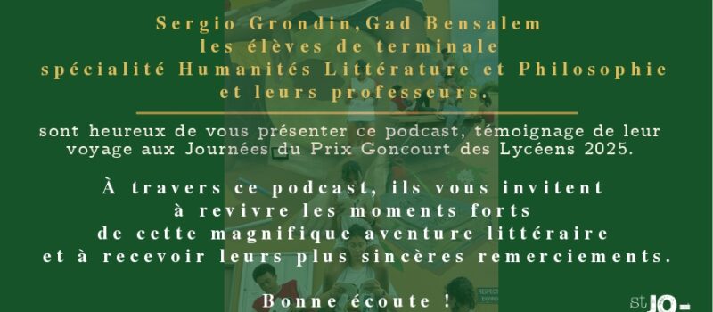 Le Goncourt, le podcast des élèves de Terminale HLP