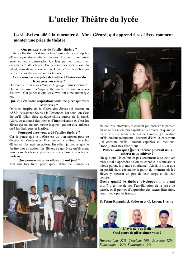 Journal  la VIE-BEL  ( Numéro 3 ) du Lycée des  métiers du commerce  et de la vente Vue Belle